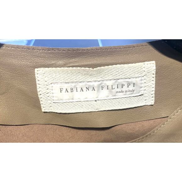 Fabiana Filippi Italy Leather Suede Coat Jacket Size S Taupe Beige Drawstring - Picture 4 of 4
